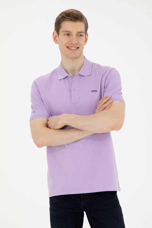 Erkek Regular Fit Polo Yaka Lila Basic Tişört50284641-VR034