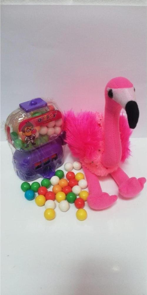 2 Si 1 Arada / Sevimli Flamingo 25 Cm Ve Jackpot Sakız Makinası