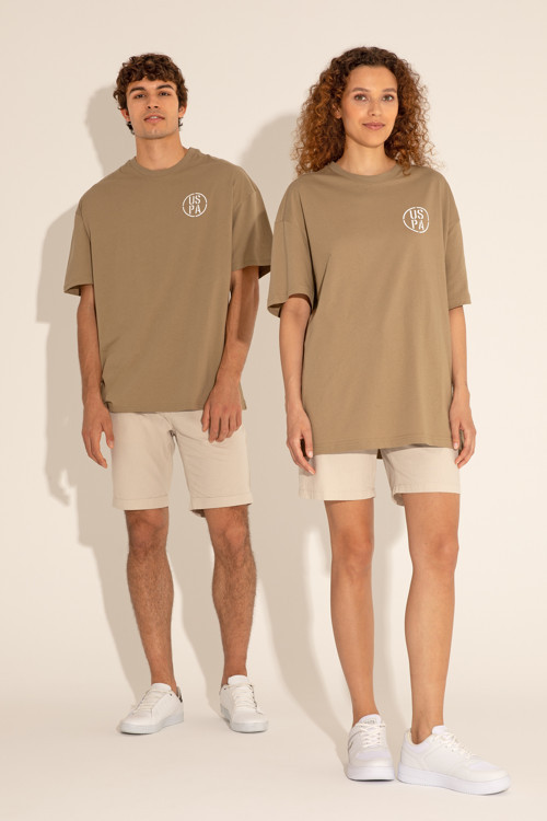 Erkek Oversize Fit Bisiklet Yaka Haki Tişört50289283-VR027