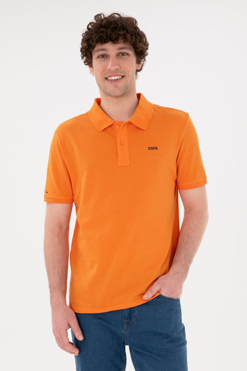 Erkek Regular Fit Polo Yaka Turuncu Basic Tişört50284641-VR051