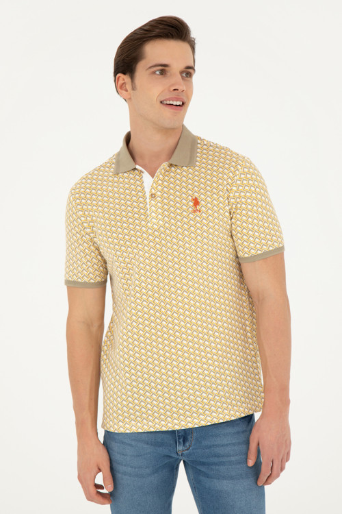 Erkek Regular Fit Polo Yaka Açık Haki Tişört50281523-VR183