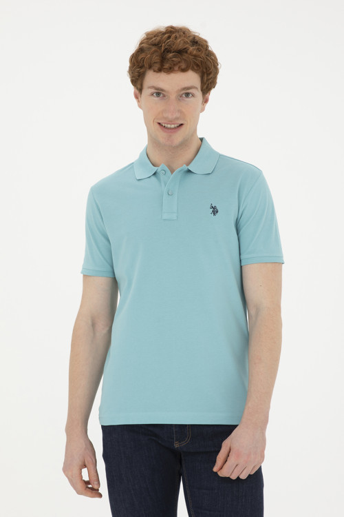 Erkek Slim Fit Polo Yaka Mint Basic Tişört50279573-VR090