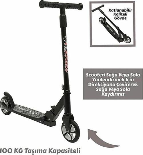 Kaliteli Gri Çocuk Scooter Katlanabilir 2 Teker (8 Yaş ve Üzeri) Max 100 Kadar Taşır
