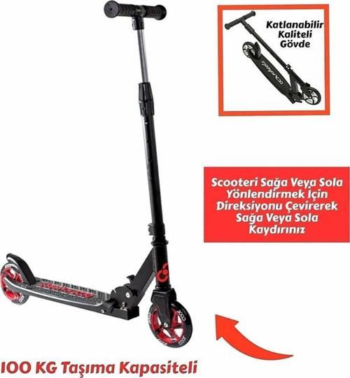 Kaliteli Kırmızı Çocuk Scooter Katlanabilir 2 Teker (8 Yaş ve Üzeri) Max 100 Kadar Taşır