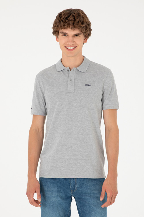 Erkek Regular Fit Polo Yaka Gri Melanj Basic Tişört50284641-VR086