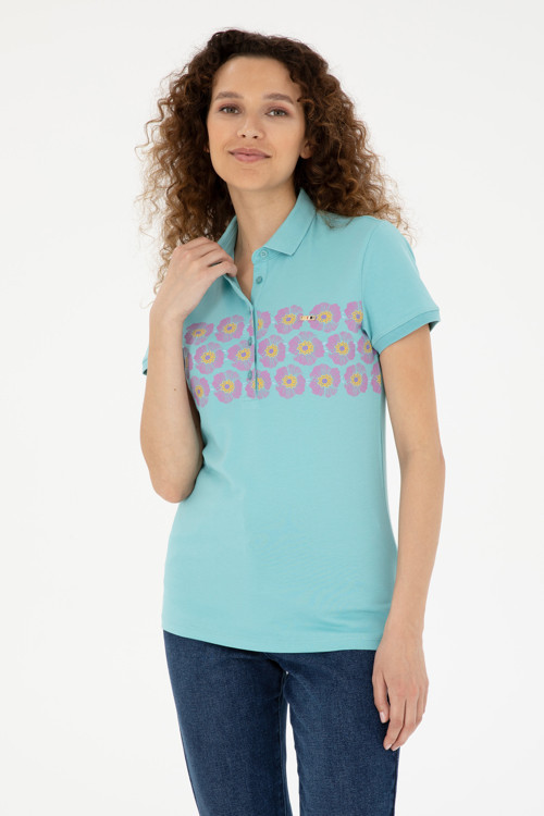 Kadın Mint Polo Yaka Tişört50282887-VR090