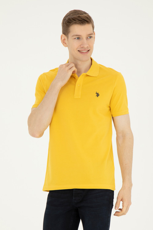 Erkek Slim Fit Polo Yaka Safran Basic Tişört50279573-VR043