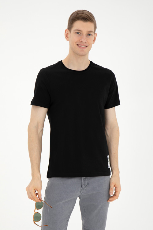 Erkek Regular Fit Bisiklet Yaka Siyah Tişört50287085-VR046
