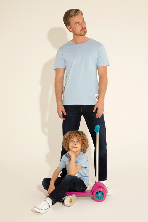Erkek Regular Fit Bisiklet Yaka Açık Mavi Tişört50287085-VR003