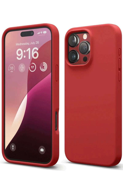 iPhone 16 Pro Max Kılıf First Silikon - Kırmızı