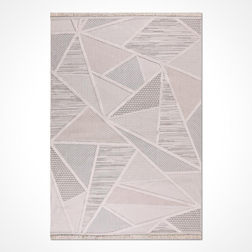 Acik Bej Acik Gri Modern Geometrik Salon Halisi