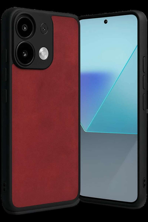 Redmi Note 13 4G Kılıf Aras Deri Kapak - Kırmızı