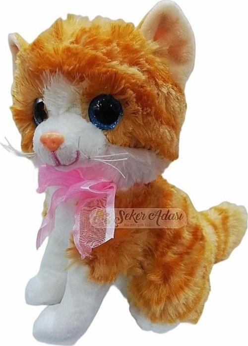 Miyavlayan Sesli Yumuşacık Sarı Peluş Kedi - Hediyelik Uyku Ve Oyun Arkadaşı.