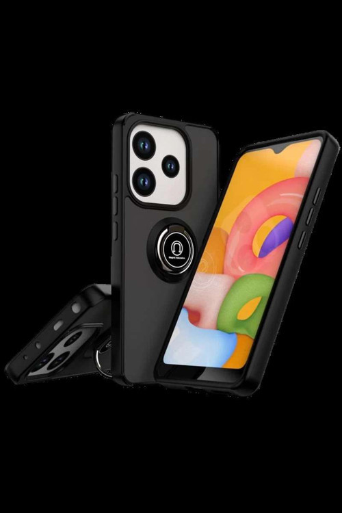 Redmi Note 14 4G Montreal Yüzüklü Silikon Kapak - Siyah