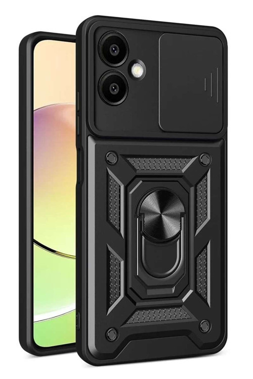 Galaxy A07 4G Pars Lens Yüzüklü Silikon - Siyah
