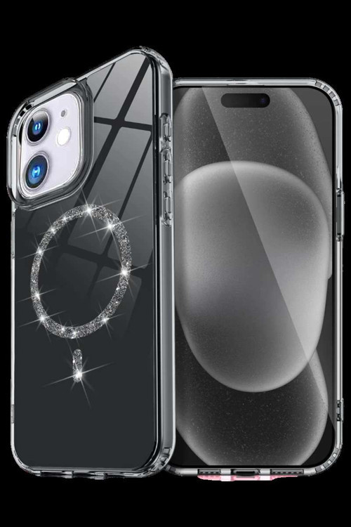 iPhone 12 Live Diamond Magsafe Kapak - Siyah