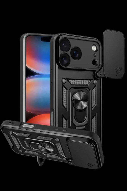 iPhone 17 Pro Pars Lens Yüzüklü Silikon - Siyah