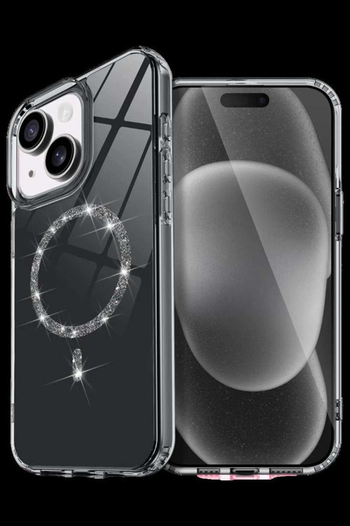 iPhone 15 Plus Live Diamond Magsafe Kapak - Siyah