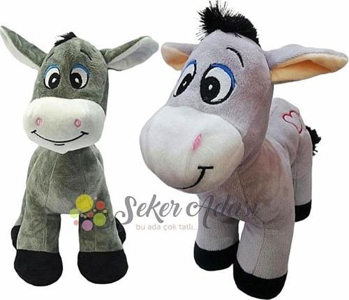 Oyuncak Yavrulu Ikili 28 Cm Sevimli Peluş Eşek - Uyku Ve Oyun Arkadaşı Hediyelik