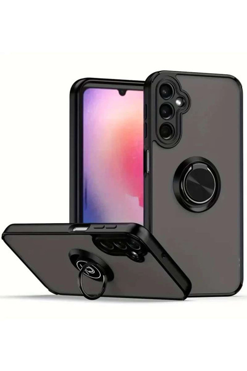 Galaxy S25 Kılıf Montreal Yüzüklü Silikon Kapak - Siyah