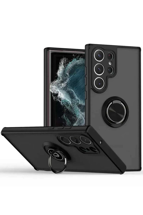 Galaxy S25 Ultra Kılıf Montreal Yüzüklü Silikon Kapak - Siyah