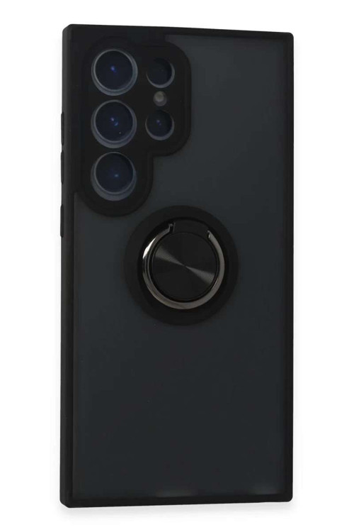Galaxy S24 Ultra Kılıf Montreal Yüzüklü Silikon Kapak - Siyah