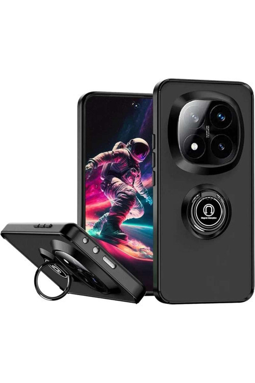 Redmi Note 14 Pro Plus Kılıf Montreal Yüzüklü Silikon Kapak - Siyah
