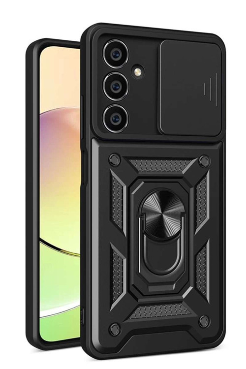 Galaxy A05 Kılıf Pars Lens Yüzüklü Silikon - Siyah