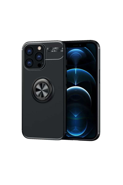 iPhone 13 Pro Kılıf Range Yüzüklü Silikon - Siyah