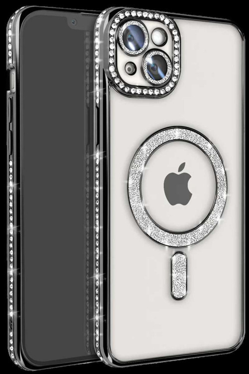 iPhone 15 Kılıf Joke Simli Magneticsafe Kılıf - Siyah