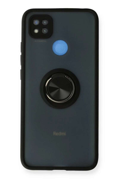 Redmi 9C Kılıf Montreal Yüzüklü Silikon Kapak - Siyah