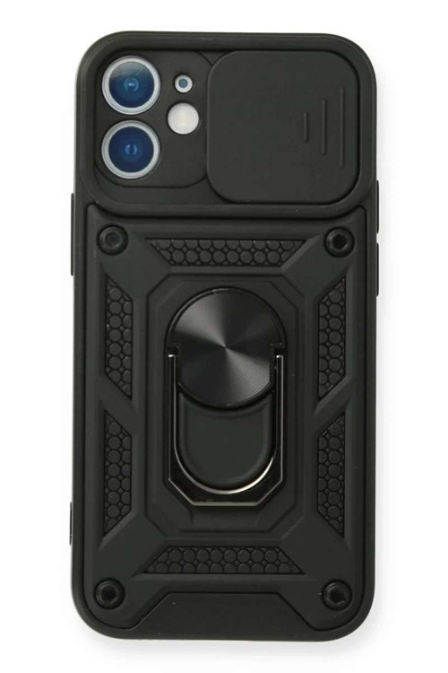 iPhone 11 Kılıf Pars Lens Yüzüklü Silikon - Siyah