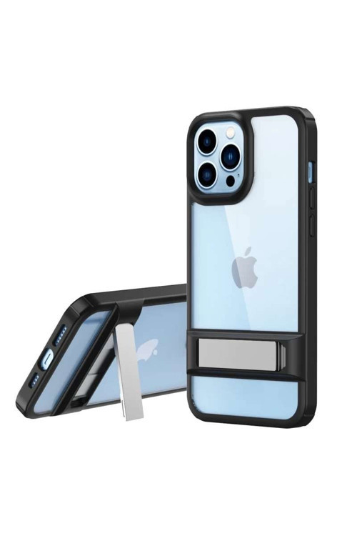 iPhone 13 Pro Max Kılıf Rolet Stand Kapak - Siyah