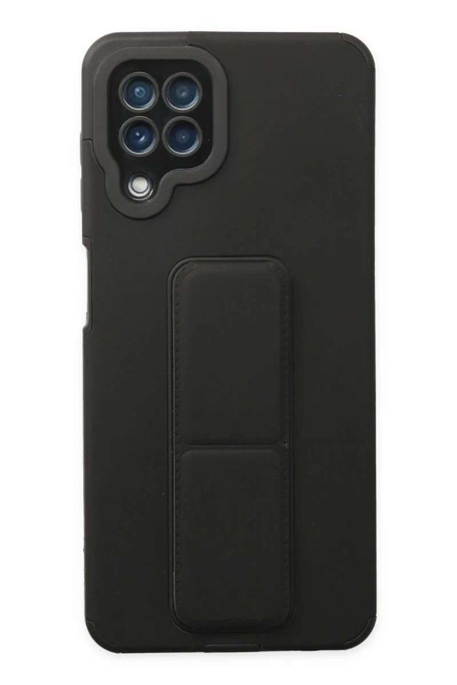 Galaxy A22 Kılıf Mega Standlı Silikon - Siyah
