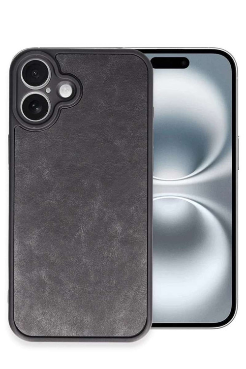 iPhone 16 Plus Kılıf Aras Deri Kapak - Siyah