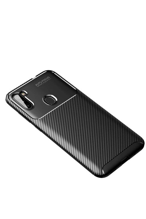 Galaxy A11 Kılıf Auto Focus Karbon Kapak - Siyah