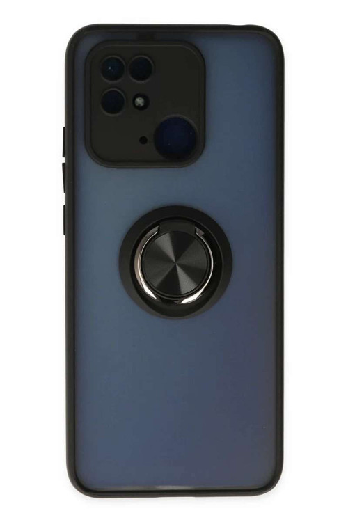 Redmi 10C Kılıf Montreal Yüzüklü Silikon Kapak - Siyah