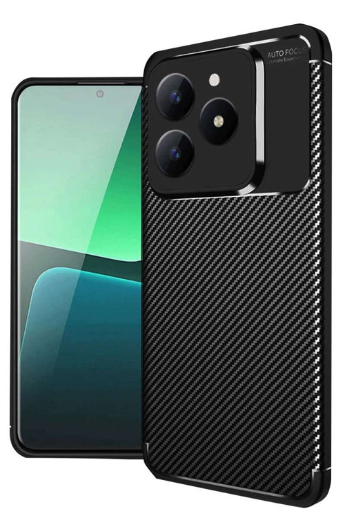 Realme C61 Kılıf Auto Focus Karbon Kapak - Siyah