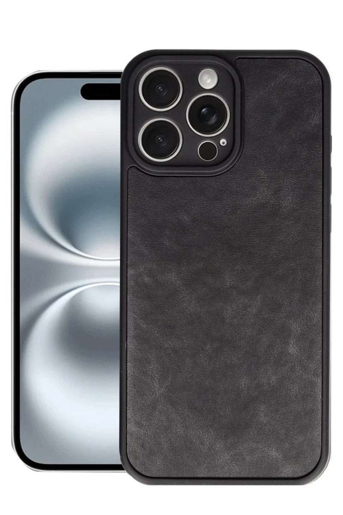 iPhone 16 Pro Kılıf Aras Deri Kapak - Siyah