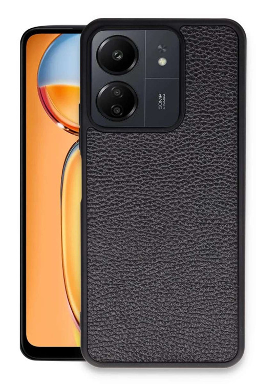 Redmi 13C Kılıf Aras Deri Kapak - Siyah