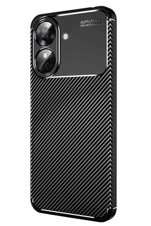 Realme Note 60 Kılıf Auto Focus Karbon Kapak - Siyah