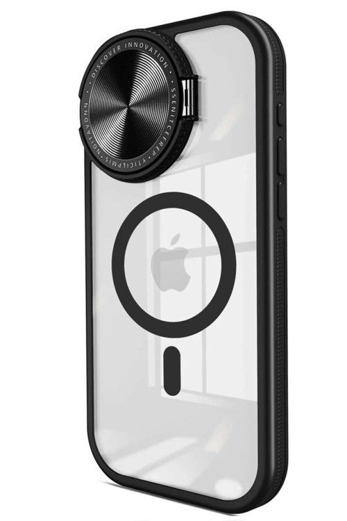 iPhone 15 Pro Kılıf Teleskop Lens Magsafe Silikon Kapak - Siyah