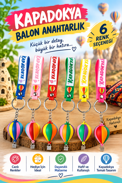 Kapadokya Balon Anahtarlık 6 adet