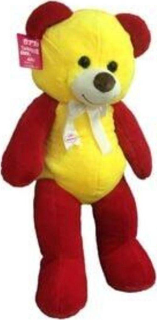 Sarı Kırmızı Sevimli Salaş Ayı 65 Cm Taraftar Oyuncak Panda Peluş Oyun Ve Uyku Arkadaşı