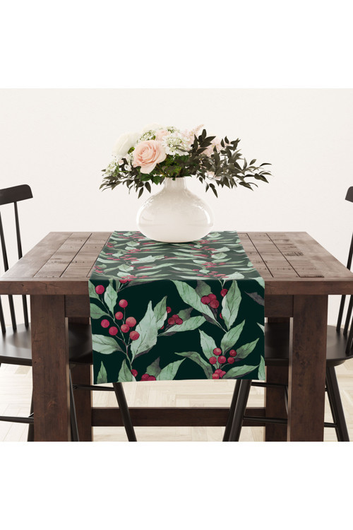 Yaprak Kokina Çiçek Desen Runner 50x140