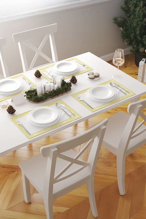 Daisy Papatya Desenli Sarı 1 Adet Amerikan Servis – Turuncu Orta Detaylı – 45x35 cm