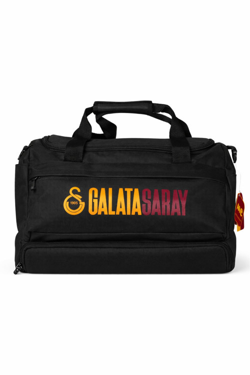 Lisanslı Siyah Spor Çantası - 3 Bölmeli Su İtici Kumaş Antrenman Çantası