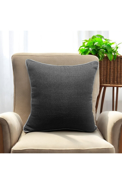 Dokulu Gri Renk Biyeli Dekoratif Kırlent Kılıfı 40x40