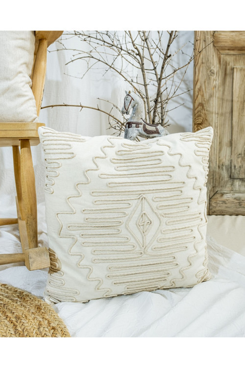 Bohem tarzı Pamuklu Nakışlı 45x45 Kırlent Kılıfı