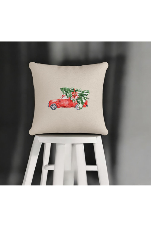 Bej Yılbaşı Desen Yılbaşı Konsept Dijital Baskı Dekoratif Kırlent Kılıfı 43x43